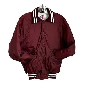 Vintage Club 21 Maroon Snap Quilt Lined Windbreaker Bomber Jacket Adult S